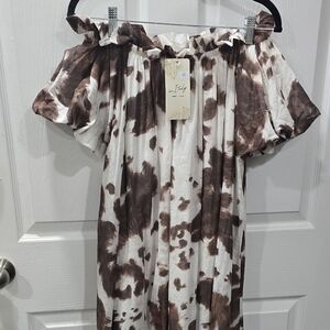 Cow Print Brown and White Maxi Dress